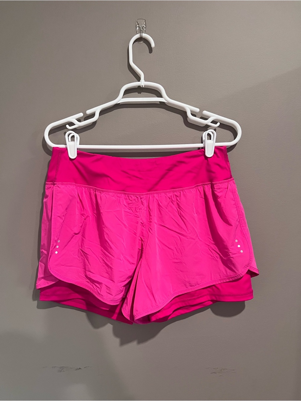 Women's Bright Pink Athletic Running Shorts with Built-In Liner